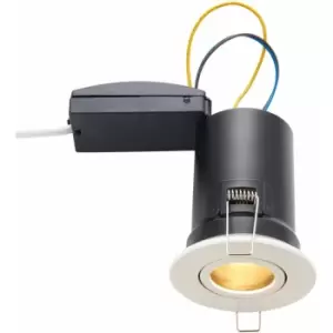 Loops - Fire Rated Recessed Ceiling Downlight - 50W GU10 - Tilting - Matt White Light