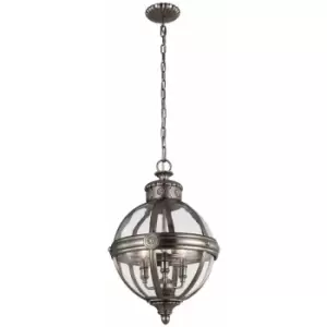 Loops - 3 Bulb Chandelier Hanging Pendant LIght Antique Nickel LED E14 60W Bulb