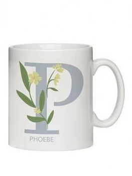 Ceramic Initial Floral Design Mug