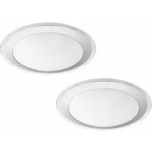 2 pack Wall Flush Ceiling Light Colour White Shade White Silver Plastic LED 18W