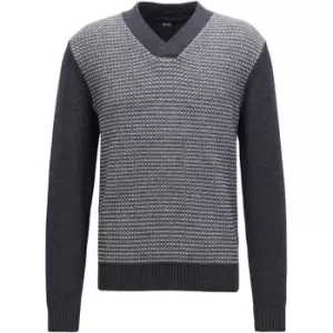 Boss Efranco V-Neck Jumper - Grey