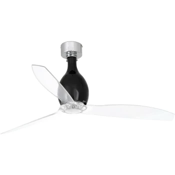 Faro Mini Medium Ceiling Fan with / without Light Clear, Black Gloss