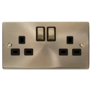 Click Scolmore Deco Ingot 2 Gang 13A 2 Pole Switched Socket - VPAB536BK