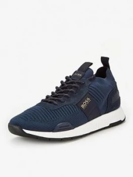 Hugo Boss Titanium Knit Runner Trainers Navy/Gold Size 6 Men