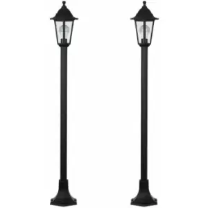 Minisun - 2 x Traditional Victorian 1.2M Black IP44 Outdoor Garden Lamp Post Bollard Lights - No Bulbs