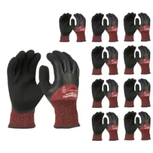 Milwaukee Winter Gloves - Cut Level 3 Pack of 12 8/M Medium - Black/Red