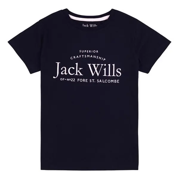 Jack Wills Kids Girls Forstal Script Logo T-Shirt - Blue 15 - 16 Years