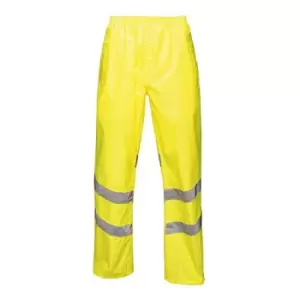 Regatta Unisex Hi Vis Pro Reflective Packaway Work Over Trousers (S) (Yellow)