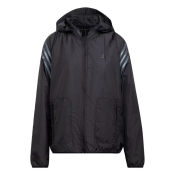 adidas Run Icons 3-Stripes Hooded Running Windbreaker Wom - Black