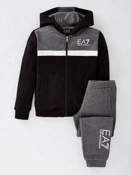 Emporio Armani EA7 Athletic Colour Block Hoodie Tracksuit Black Size 4 Years Boys