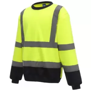 Yoko Mens Hi-Vis Sweatshirt (L) (Yellow/Navy)