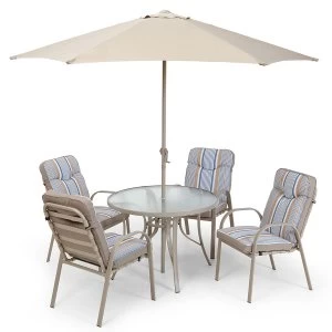 Robert Dyas Provence 4-Seater Metal Garden Furniture Set with Parasol