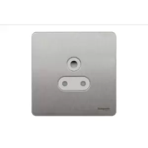 Schneider Electric Ultimate Screwless Flat Plate - Unswitched Single Power Socket, Round Pin, 2A, GU3470WSS, Stainless Steel with White Insert