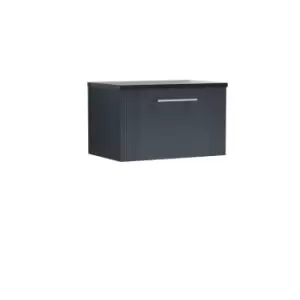 Nuie Deco 600mm Wall Hung Single Drawer Vanity & Sparkling Black Laminate Top - Satin Anthracite