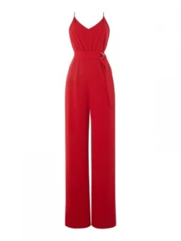 Jill Jill Stuart Silk wideleg jumpsuit with belt Red