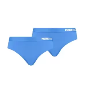 Puma 2 Pack High Waist Brazilian Bikini Bottoms Womens - Blue