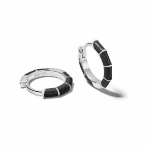 Daisy London 925 Sterling Silver Black Stripe Huggie Hoop Earrings Sterling Silver