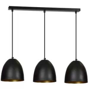 Lenox Black/Gold Bar Pendant Ceiling Light 3x E27