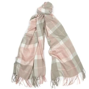 Barbour Womens Hailes Tartan Wrap Pink/Grey Tartan