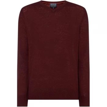 Howick Arlington V-Neck 100% Lambswool Jumper - Burgundy