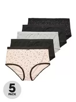 Yours 5 Pack Shooting Star Full Briefs - Multi, Black, Size 34-36, Women