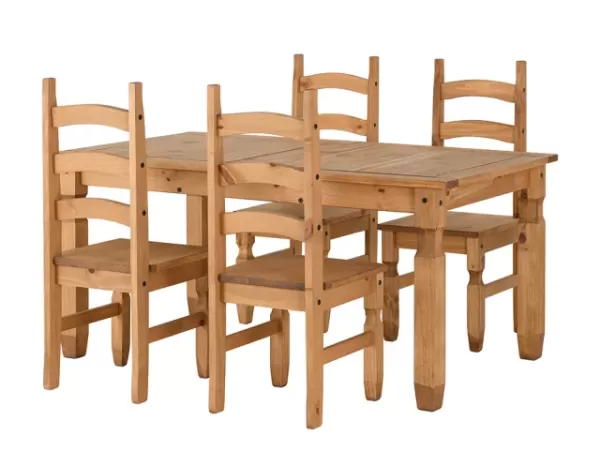 Seconique Corona Pine Extending Dining Table and 4 Chair Set