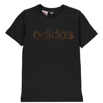 adidas Linear Foil T Shirt Junior Boys - Black