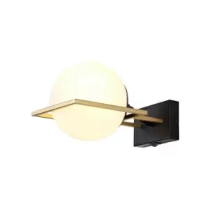 Wall Lamp Switched, 1 Light E14, Matt Black, Polished Gold - Luminosa Lighting