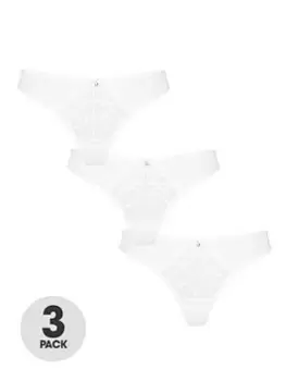 Ann Summers Knickers Sexy Lace Planet 3 Piece Thong, White, Size 8, Women