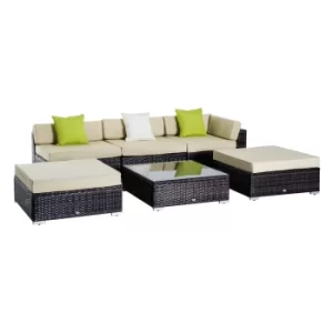 Outsunny 6 PCS Rattan Funiture Set-Brown/Beige