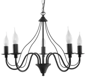 Minerwa 5 Light Multi Arm Chandelier Black, E14