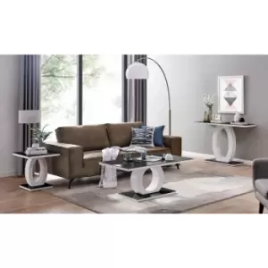 Giovani Black White High Gloss Glass Console Coffee End Side Table Set