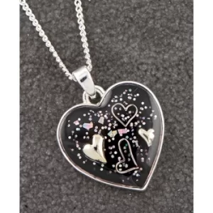 Midnight Sparkle Silver Plated Heart Hearts Necklace