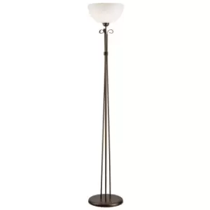 Adelle Uplighter Floor Lamp With Glass Shades, Brown, 1x E27