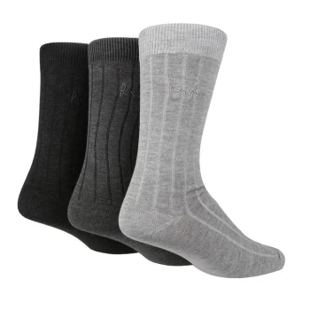 Pringle Ribbed Bamboo 3 Pack Socks - Grey