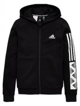 adidas Girls Full Zip Hoodie - Black, Size 4-5 Years, Women