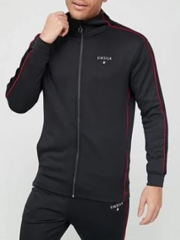 SikSilk Imperial Zip Through Hoodie - Black, Size L, Men