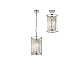 Guilford Ceiling Pendant, E27, Polished Nickel, Clear