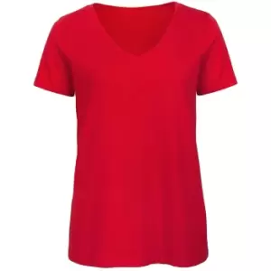 B&C Womens/Ladies Favourite Organic Cotton V-Neck T-Shirt (XS) (Red)