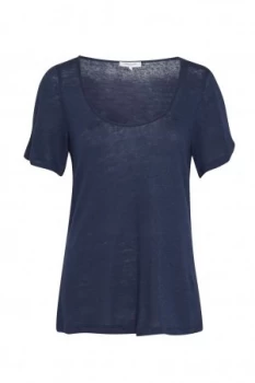 Great Plains Lucy Linen Mix Jersey Tee Blue