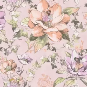 Holden Decor Floral Fairies Pink Wallpaper