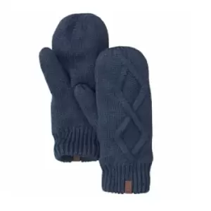 Timberland Womens/Ladies Leather Loop Cable Knit Mittens (One Size) (Navy)