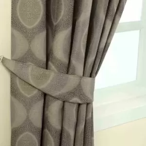 Homescapes - Grey Modern Curve Jacquard Curtain Tie Back Pair - Grey and Silver