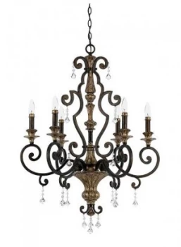 6 Light Chandelier Antique Bronze Finish, E14