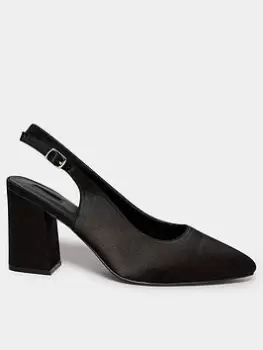 Yours Extra Wide Fit Pointed Block Heel Court Black, Size Eee, Women