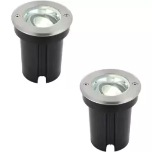 2 PACK Stainless Steel IP67 Ground Light - 6W Cool White LED - Tilting Head