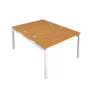 Telescopic Sliding 2 Person Nova Oak Bench with Cable Port - 1200 X 800 - White Frame