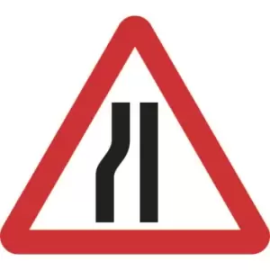 Road Narrows Nearside - Classic Roll Up Traffic Sign (600MM Triangle