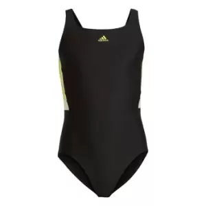 adidas Colorblock 3-Stripes Swimsuit Kids - Black / Impact Yellow