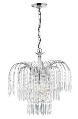 Waterfall Crystal Chandelier 3 Light Chrome Finish, E14